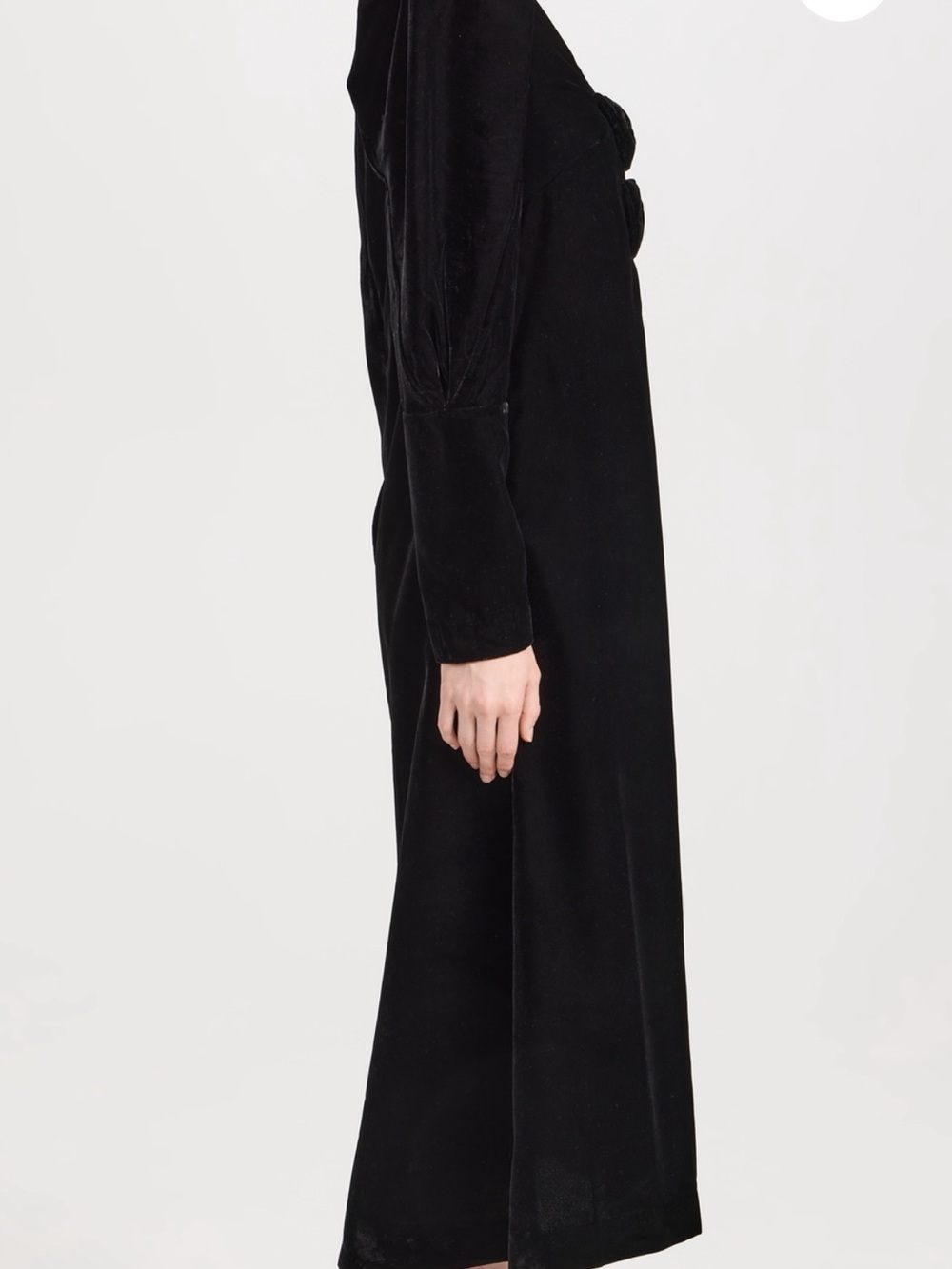 Sea Black Velvet V-Neck Midi Dress with Bow Cutouts - Picture 3 of 8